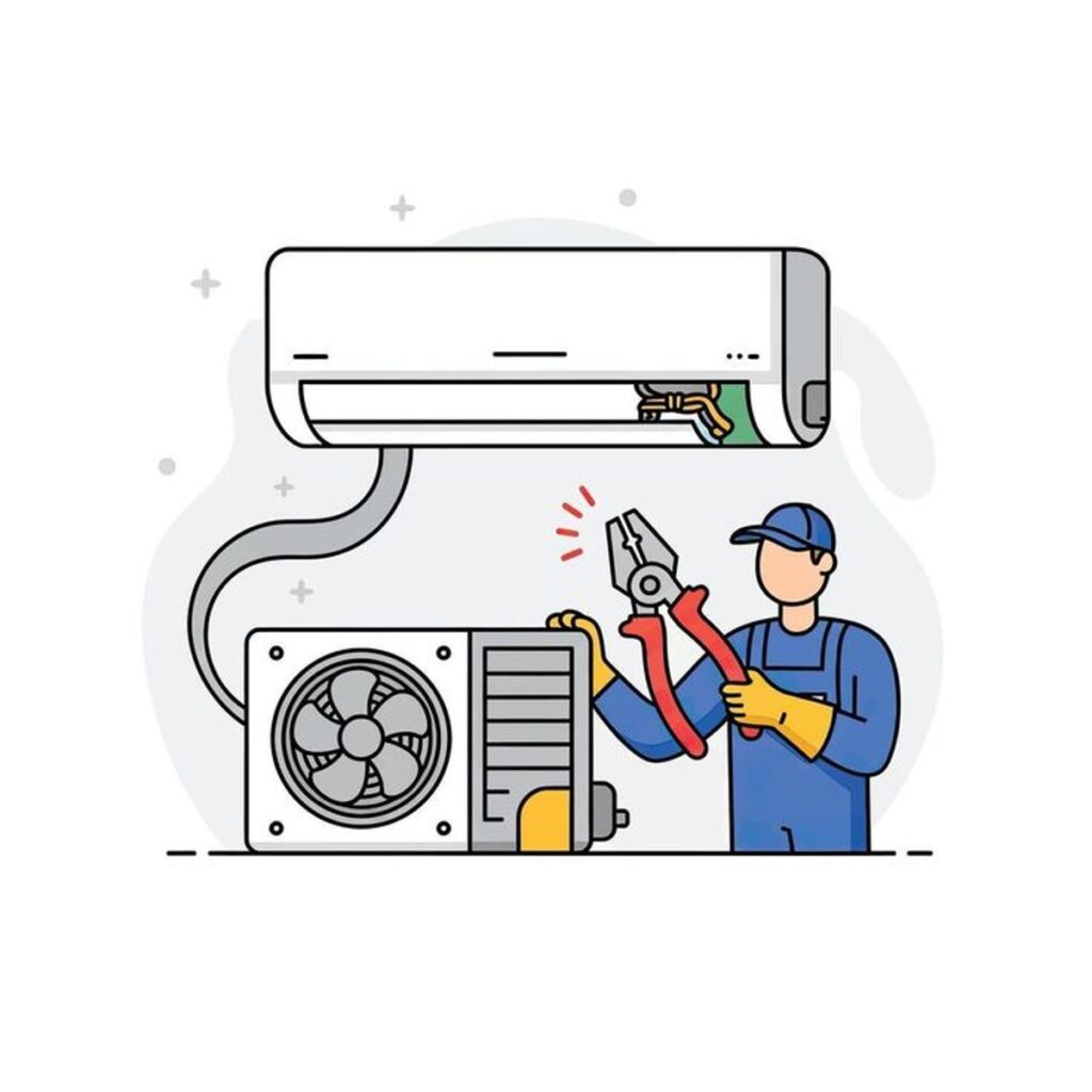 about 5 A man is working on an air conditioner 1200